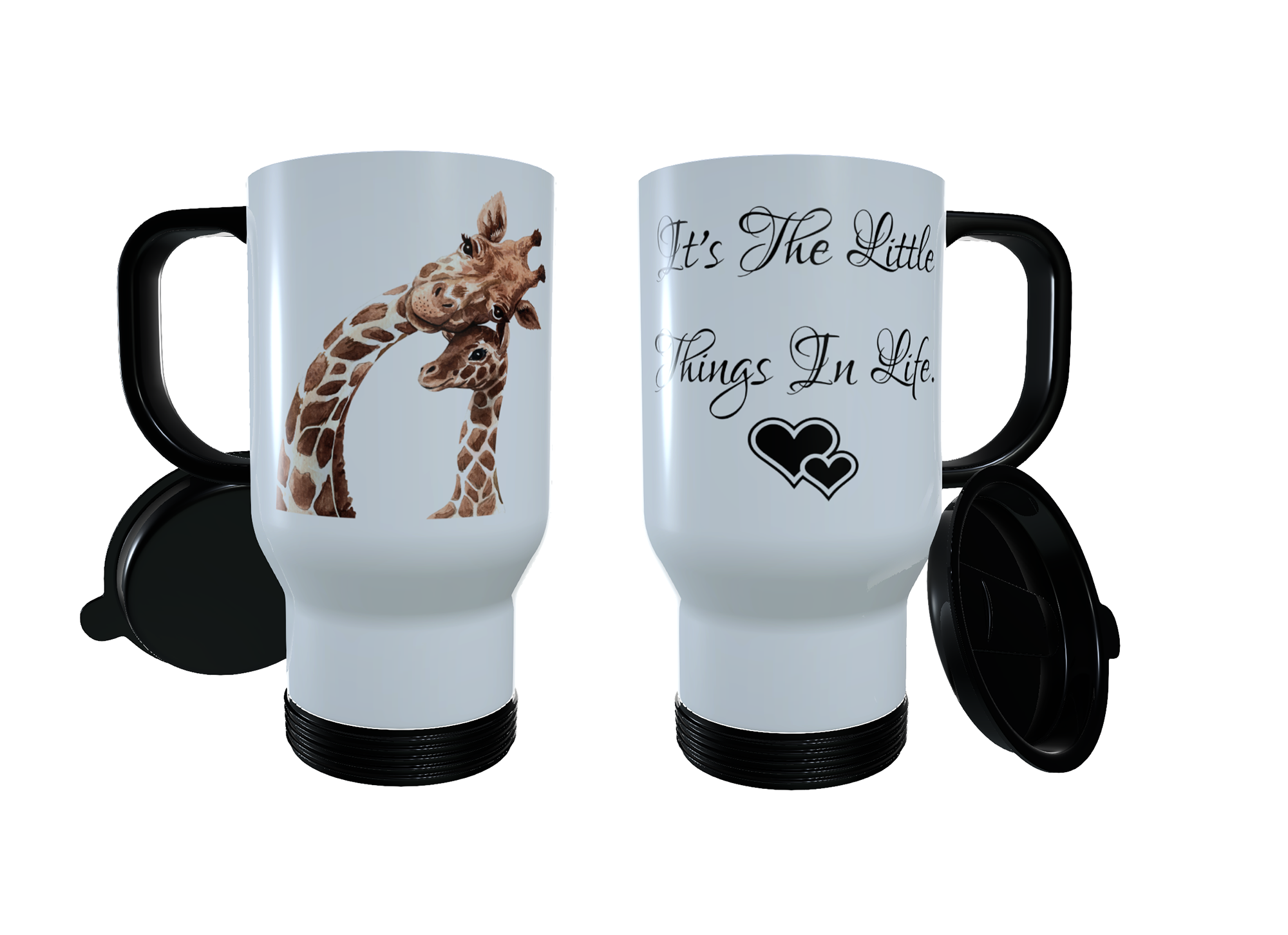 Giraffe & Baby Travel Mug, Personalised Giraffe Travel Mug